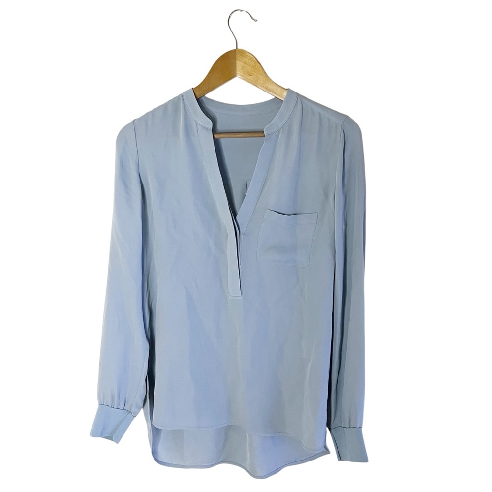 Vince Light Blue Blouse 100% Silk Top Shell Oversized Size 6